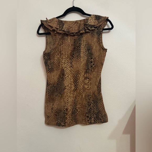 Lauren Ralph Lauren Snake Print Ruffle Trim Sleeveless Top Size Small - Picture 9 of 9